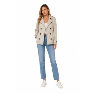 Abercrombie & Fitch Trench Cotton Jacket Beige Double Breasted Coat Women’s M
